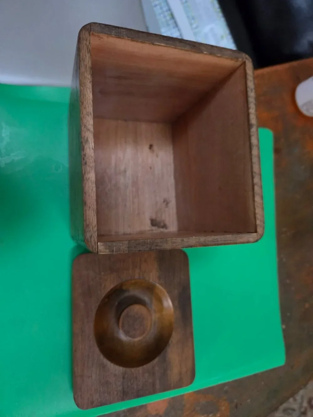 vintage wooden cannister small size